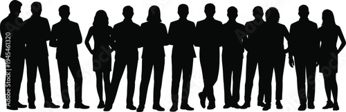 Diverse group of business people silhouettes standing together teamwork corporate team leadership concept professional workforce unity collaboration office staff community isolated on white background