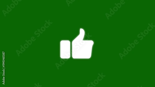 Hand thumb up icon like icon animation. Social media thumbs up icon like button animation on green screen background. approval, rating, feedback and positive reaction.