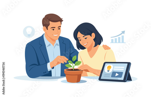 A supportive professional interaction where an experienced colleague helps a teammate build confidence and develop new skills, representing mentorship and collaborative professional growth