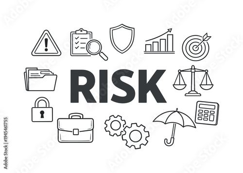 Business risk management and strategic protection concept highlighting how companies evaluate threats, prepare contingency plans and protect operations from financial and operational