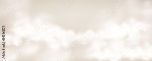 Creamy champagne colors beige cloud simple background. Heaven mist fluffy fantasy sky backdrop. Nude neutral colors gradient with clouds. Vector illustration. bg.