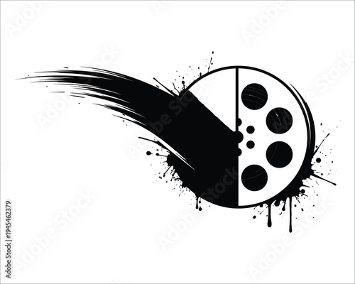 Film reel with brush stroke