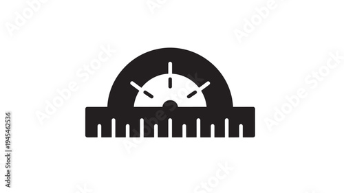 Protractor icon with scale lines and center point, representing measurement and geometry tools in black.