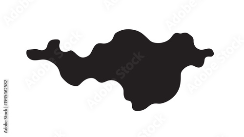 Blob abstract shape with fluid organic lines on white background, modern and irregular design element with smooth contours and a simple black