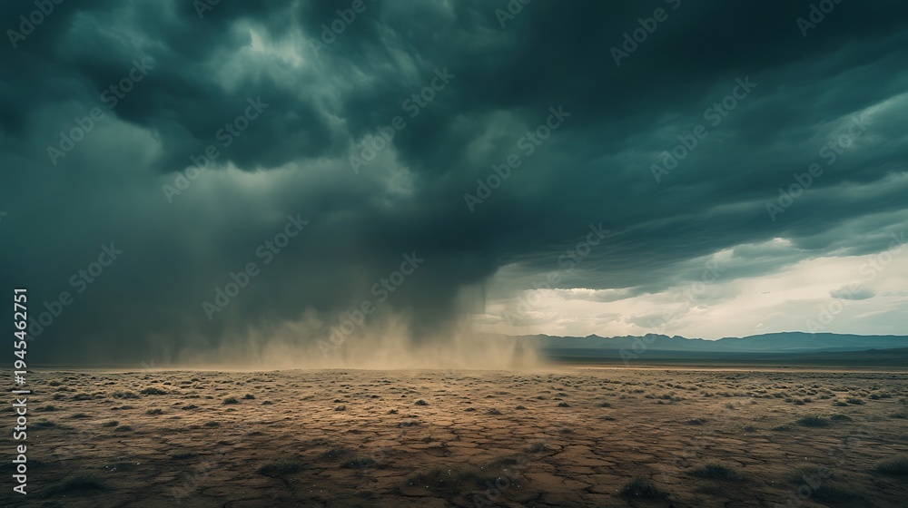 Obraz premium Dramatic weather scene storm clouds and rain over water surface