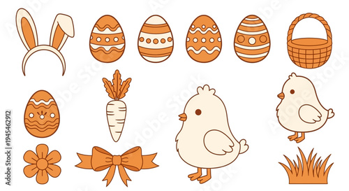 Easter Icons And Elements For Holiday Design