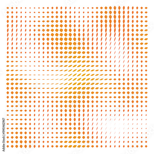 Vector Field Grid of Leaves - Abstract Orange Leaf Grid Art