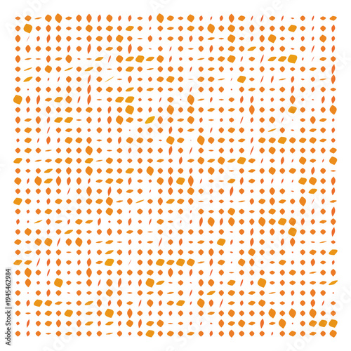 Vector Field Grid of Leaves - Abstract Orange Leaf Grid Art