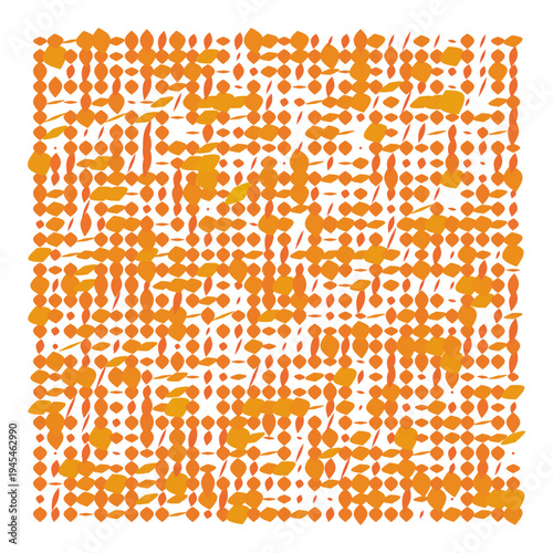 Vector Field Grid of Leaves - Abstract Orange Leaf Grid Art