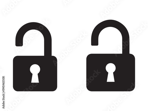 Two black padlock icons with keyholes side by side on white background  security and protection symbols
