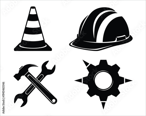 Construction and industrial tools icons