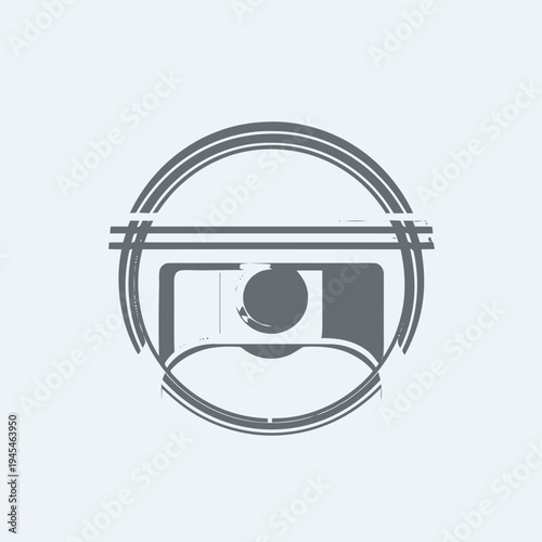Abstract circular graphic featuring a stylized piston and cylinder design, symbolizing internal combustion engine mechanics