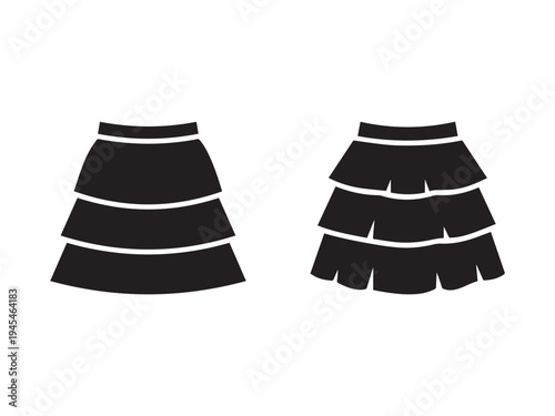 Two black skirts with white stripes on white background  fashion design elements  clothing icons