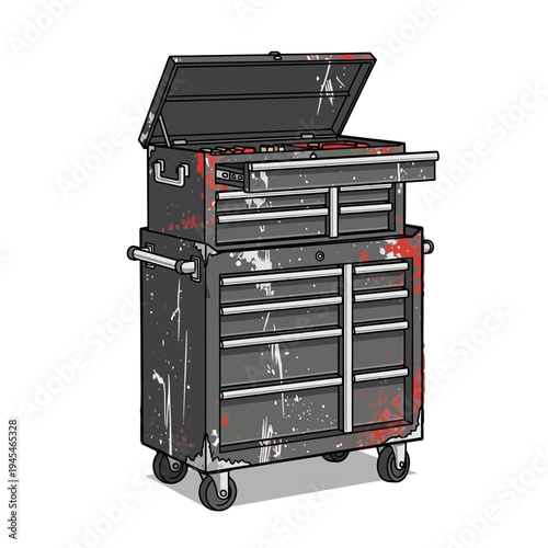 Vintage Tool Chest with Drawers and Wheels, Workshop Equipment