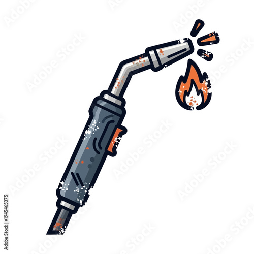 Welding Torch with Flame Illustration