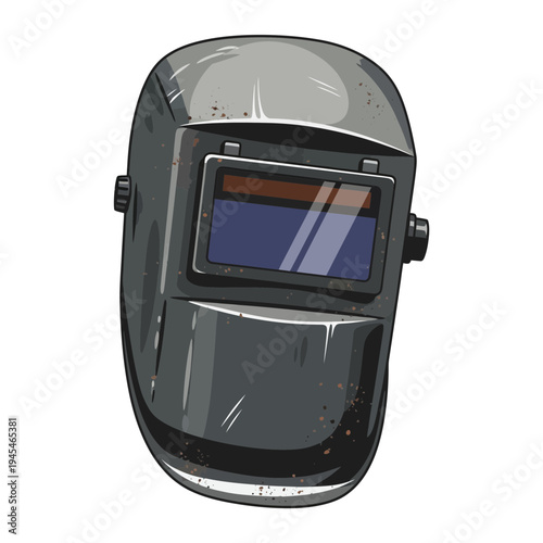Welding mask, protective helmet for metalwork, illustration
