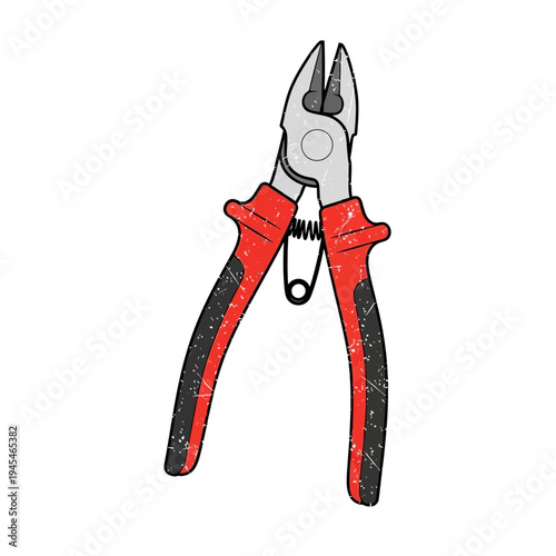 Wire cutters tool with red handles, isolated on white background