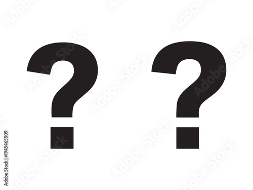 Two large black question marks on white background  symbolizing inquiry and curiosity