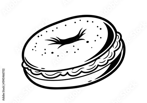 Delicious Bagel Sandwich with Cream Cheese Filling.