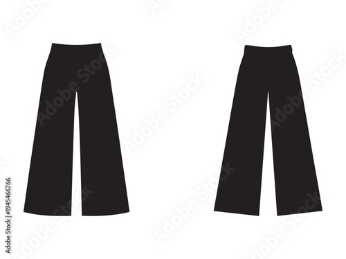 Wideleg pants isolated on white background for fashion design or clothing template