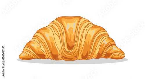 Vector illustration of a single golden brown croissant