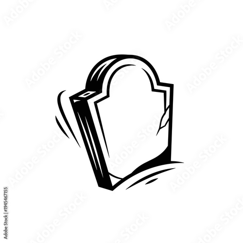 Stylized Black and White Gravestone Icon.