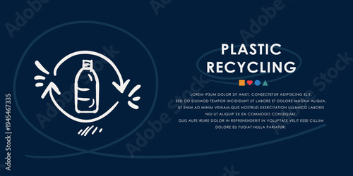 Plastic recycling doodle icon, banner concept vector design.