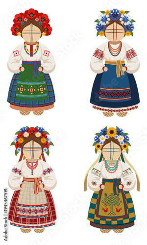 ukrainian motanka doll a traditional handmade talisman and symbol of ukrainian culture stylized vector illustration isolated on white background