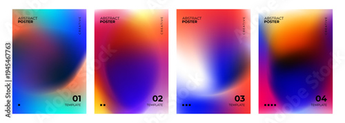 Abstract posters collection. Set of blurred backgrounds. Vibrant color gradients. Defocused color templates for creative graphic design. Vector illustration.