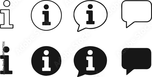 info icon ui symbols help and communication speech bubble pack