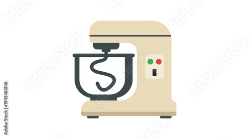 Minimal flat vector icon of bread dough mixer machine used in small bakery production