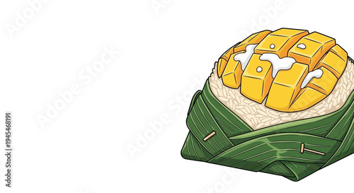 Vector sushi icon, yellow and green, food illustration