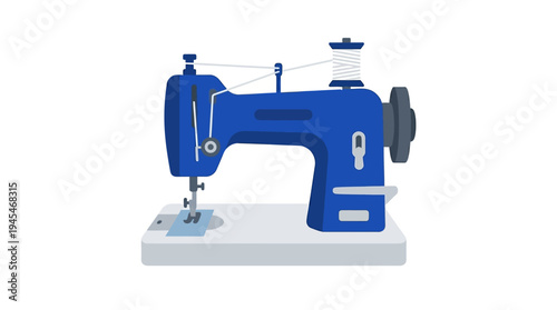 Minimal flat vector icon of industrial sewing machine for home tailoring business