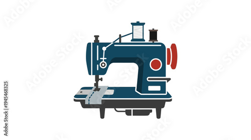 Minimal flat vector icon of industrial sewing machine for home tailoring business
