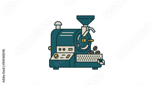 Minimal flat vector icon of small coffee roasting machine for home coffee business