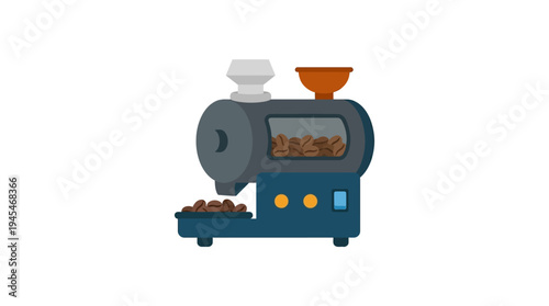 Minimal flat vector icon of small coffee roasting machine for home coffee business
