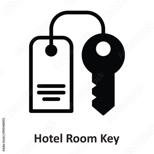 Hotel Room Key Vector Icon which can easily modify or edit
