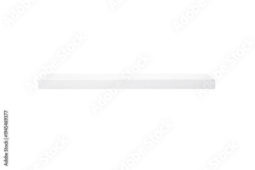 Empty white rectangular floating shelf, minimalist design, clean product display surface, isolated on white