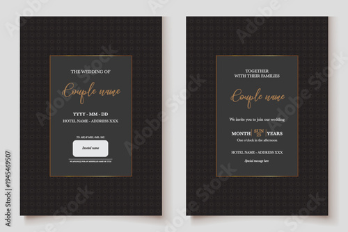 WEDDING INVITATION FRAME WITH FLOWER DECORATIONS AND FRESH LEAVES