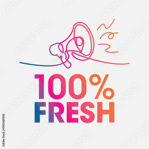 100% Fresh sign, label clip art flat design.