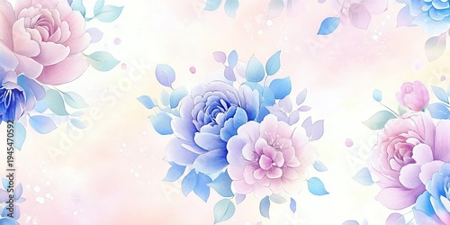 Beautiful Watercolor Floral Design Featuring Pastel Blossoms and Foliage for Elegant Backgrounds