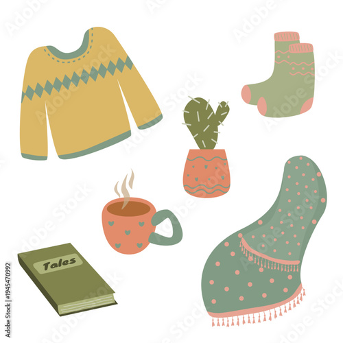 Cozy Autumn Set with Sweater, Blanket, Book and Socks