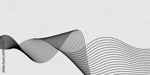Modern black waves line background