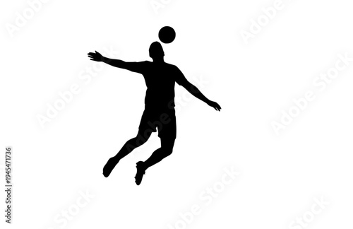 Soccer Player Leaping Header Silhouette, Champions League Knockout Stage Vector Sticker, Elite Football Action Illustration