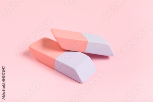 Colorful rubber erasers on ...