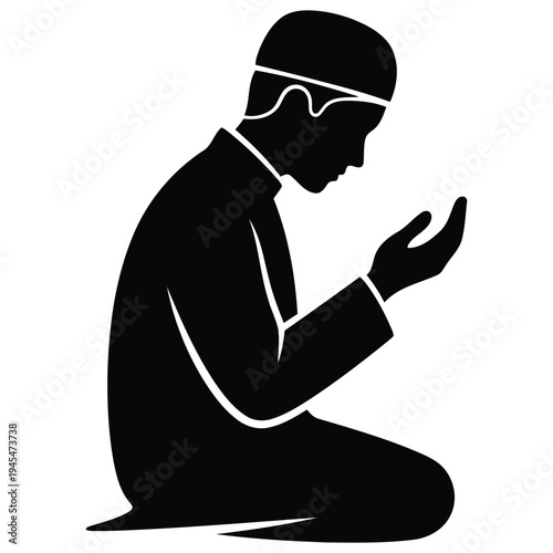 Prayer Silhouette Vector Illustration