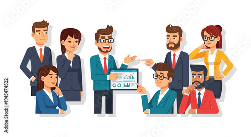 Business people discussing data on a computer screen in a meeting