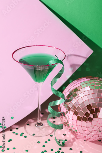 Glass with cocktail, disco ...