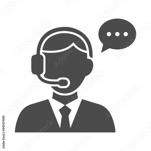 Customer Support Service Agent Icon with Headset for Online Help Desk Communication Symbol Isolated Transparent PNG File