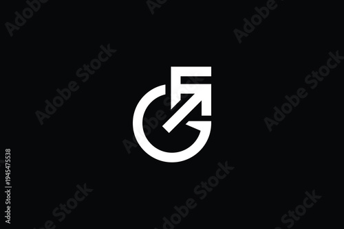 minimalist letter GF logo vector arrow design template